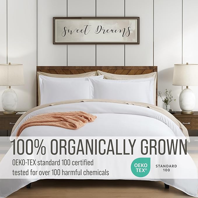 Bella Coterie Luxury Bamboo Viscose Queen Size Duvet Cover Set | 100% Organically Grown | Corner Ties | Ultra Soft | Cooling | Two Pillow Shams | 90 x 94 | No Insert [White]