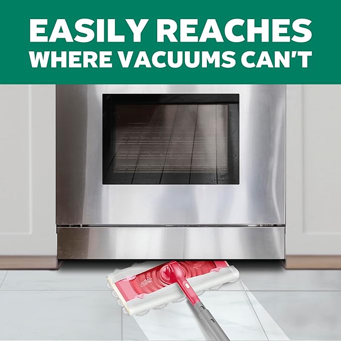 Swiffer Sweep and Mop Deluxe, Limited Edition Pink Wicked: for Good, 2-in-1 Floor Mopping and Sweeping Kit, 1 Sweeper Device, 5 Heavy Duty Dry Sweeping Cloths, 3 Heavy Duty Wet Mopping Cloths