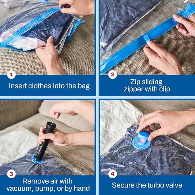 Spacesaver 2 Pack Jumbo Vacuum Storage Bags for Blankets & Clothes – Jumbo Vacuum Sealed Compression Bags with Hand Pump – Space Saver Storage Bags for Bedding, Moving, Travel & Organization