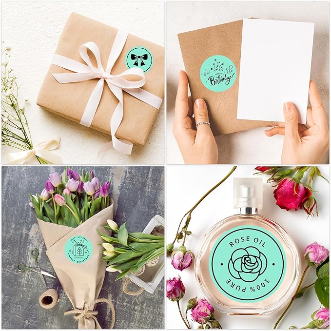 MFLABEL 750-Pack Green Round Labels (2 Inch) - Thermal Printer Sticker Rolls for Shipping, Organizing, Crafts & DIY (Compatible w/Direct Thermal Printers)