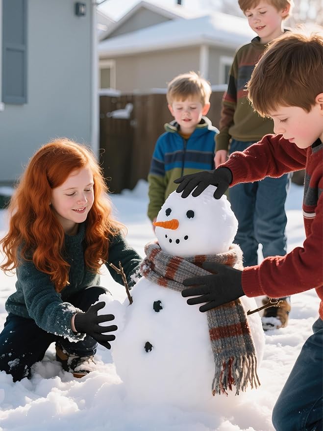 Cooraby 24 Pairs Kids Gloves Winter Magic Gloves Warm Knitted Stretchy Full Fingers Glove for 6-11 Years