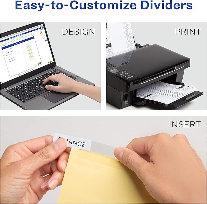 Avery Big Tab Insertable Dividers for 3 Ring Binders, 8-Tab Set, Buff Paper, Clear Tabs, Binder Divider Value Pack of 11112, 24 Sets Total (11115)