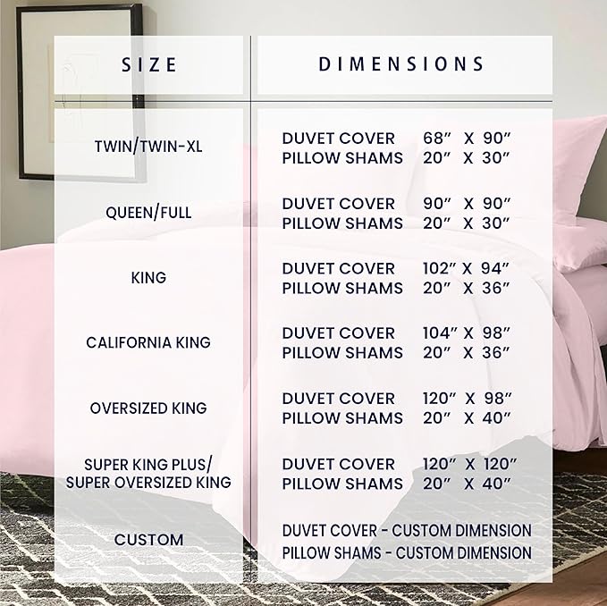 Kotton Culture 120"x120" 1 Pc Super King Plus/Super Oversize King Duvet Cover Only 100% Egyptian Cotton-1000 TC Comforter Cover, Zipper Closure & Corner Ties - Fits Only Extra Large Inserts-Pink Blush
