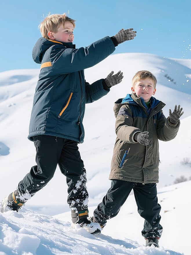 Cooraby 24 Pairs Kids Gloves Winter Magic Gloves Warm Knitted Stretchy Full Fingers Glove for 6-11 Years