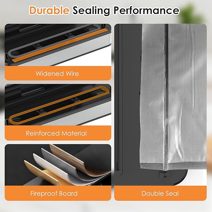 VUSIGN Vacuum Sealer Machine with Strong -85KPA Suction, Low Noise, Built-in Cutter, Bag Storage Box, Handheld Design