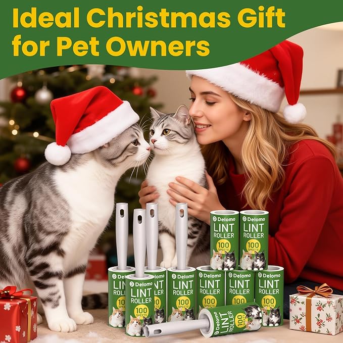 DELOMO Lint Roller 1,000 Sheets (5 Rollers + 5 Refills) - Lint Rollers for Pet Hair Extra Sticky, Mega Value Pet Hair Removal Tool for Clothes/Couch/Furniture/Car - Ideal for Pet Owners