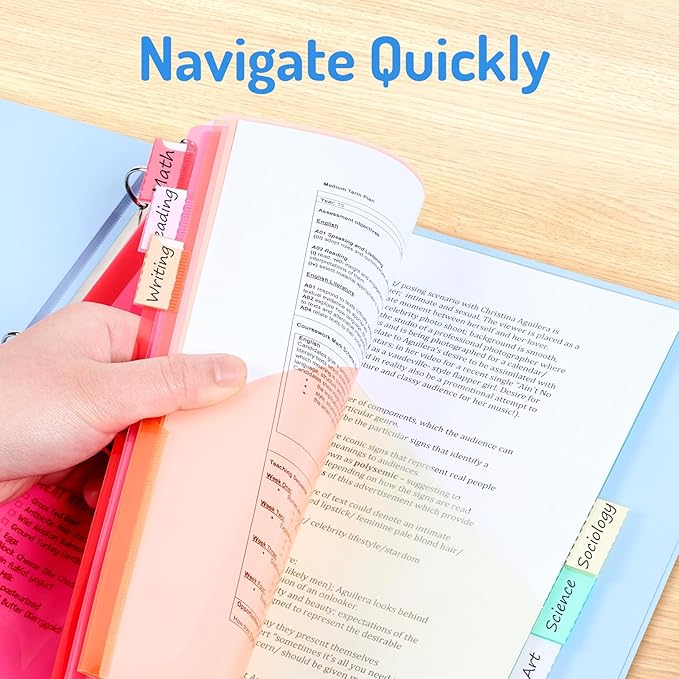 Forvencer 8 Count Dividers with Two Pockets, 8 tabs Binder Dividers for 3 Ring Binder Organizer, Multicolor, 1 Set