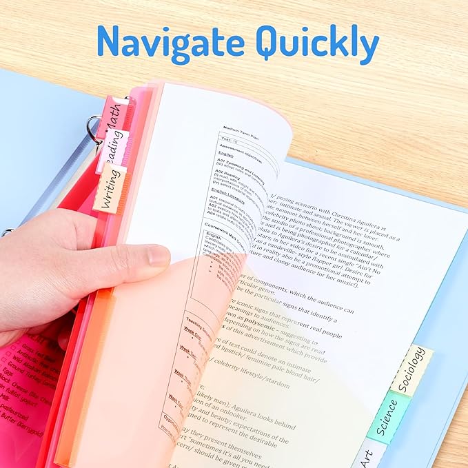 Forvencer 48 Count Dividers with Two Pockets, 8 tabs Binder Dividers for 3 Ring Binder Organizer, Multicolor, 6 Sets