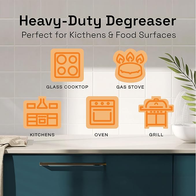 Clean Republic Heavy-Duty Degreaser, Multi-Surface Cleaner for Ovens, Stove Tops, Grills, and More, 1 Gallon Bottle, 4-Pack