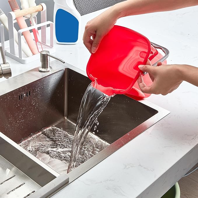 Irenare 16 Pcs Sanitizing Bucket 3 Quart Cleaning Pail Small Detergent Square, Spout and Handle Plastic Utility Sanitizer Buckets for Restaurant Kitchen Home Offices (Multicolor)