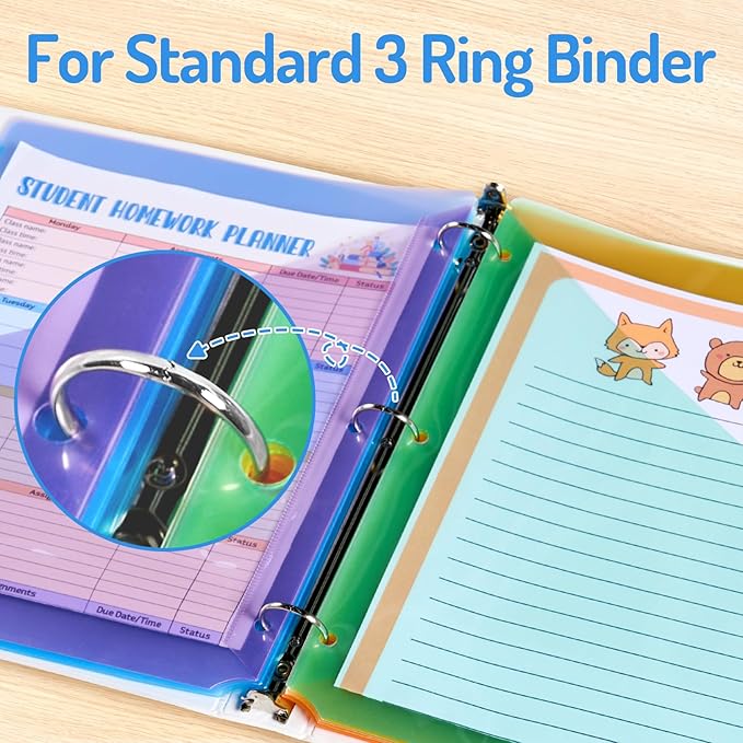 Forvencer 8 Count Dividers with Two Pockets, 8 tabs Binder Dividers for 3 Ring Binder Organizer, Multicolor, 1 Set