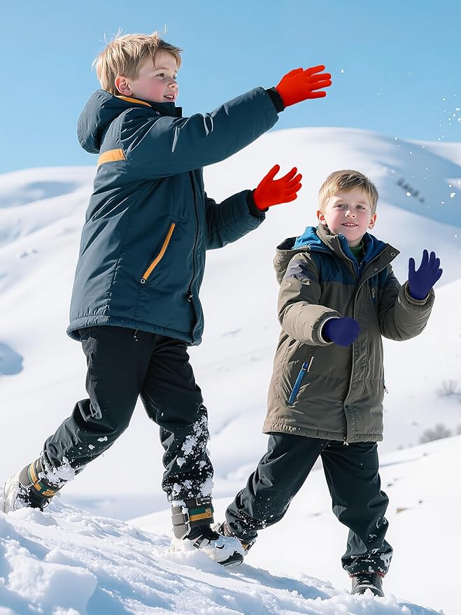 Cooraby 24 Pairs Kids Gloves Winter Magic Gloves Warm Knitted Stretchy Full Fingers Glove for 6-11 Years