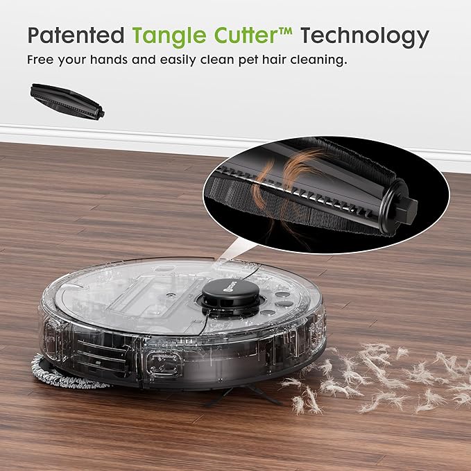 Robot Vacuum and Mop, V5 Tangle Cutter Technology for Pet Hair, 8500Pa Suction, 75-Day Capacity, LDS Navigation, Pet Laser, Robotic Vacuums Cleaner for Hair, Floors, Tile, Carpet, APP & Voice Control