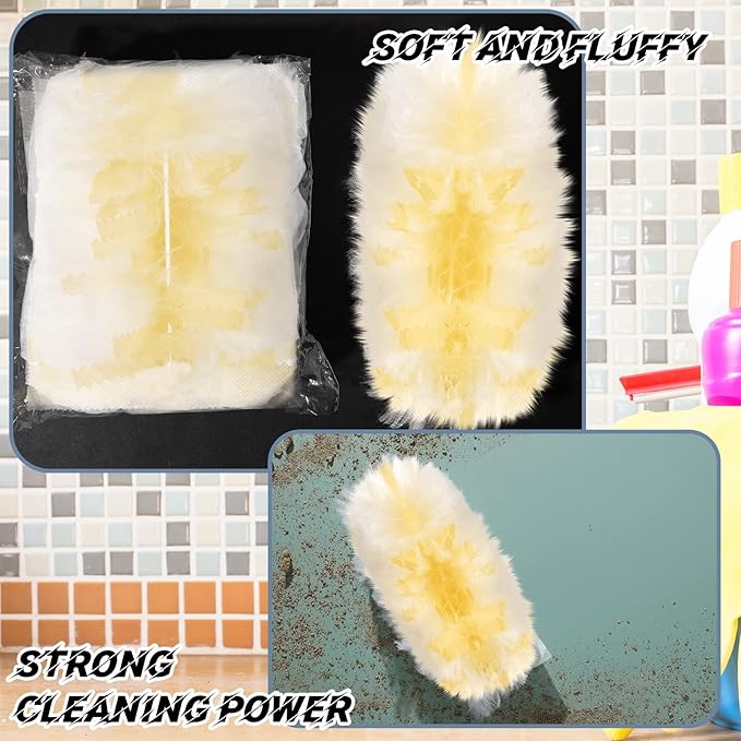 Vesici 300 Pcs Duster Refills Compatible with Swiffer Dusters Bulk Disposable Replacement Thickened with 1 Handle Heavy Duty for Cleaning, Office (Yellow)