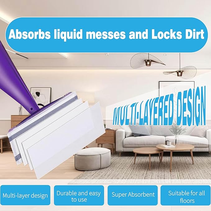 Upgraded Mop Pad Refill for Swiffer Wet Jet, 64 Counts Disposable Multi-Surface Cleaning Pads for Hardwood Floor, Tile, Laminate, Compatible with Swiffer WetJet Spray Mop, Dry and Wet Use