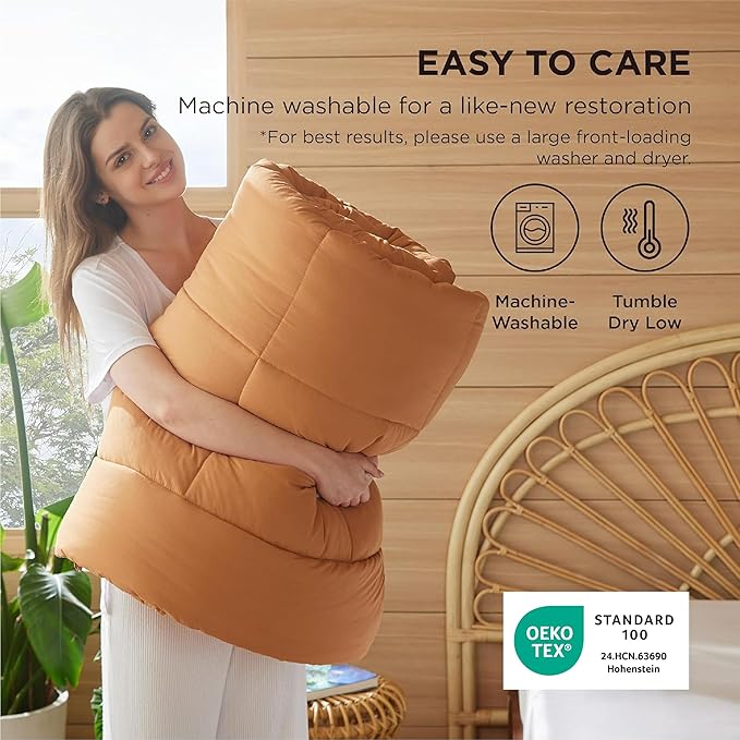 Bedsure Comforter Duvet Insert - Quilted Comforters Twin Size, All Season Duvet, GentleSoft Down Alternative Bedding, with 8 Tabs, Gifts for Women/Men, Burnt Orange, Twin 88 x 68 Inches