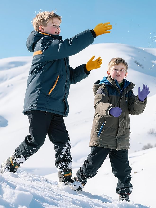 Cooraby 24 Pairs Kids Gloves Winter Magic Gloves Warm Knitted Stretchy Full Fingers Glove for 6-11 Years