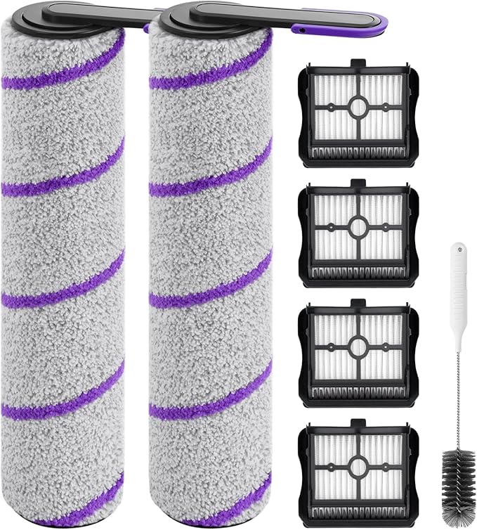 keluke 6 Pack Replacement Roller Brush and Vacuum Filters Compatible with Narwal S20 Pro Wet Dry Vacuum Cleaner,Vacuum Accessories Kit 2 Roller Brush，4 HEPA Filters for Home Cleaning