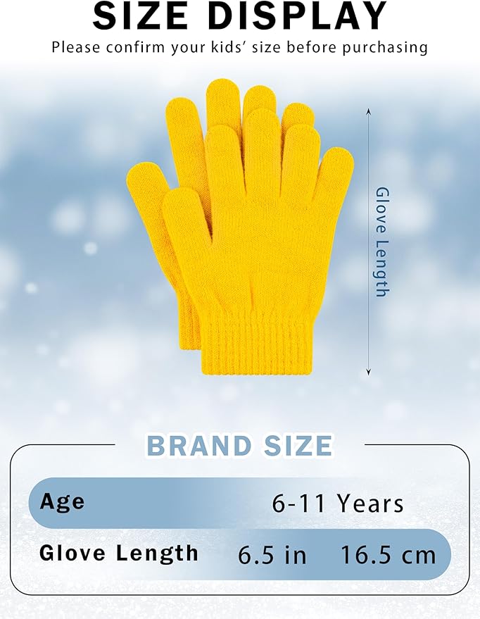 Cooraby 24 Pairs Kids Gloves Winter Magic Gloves Warm Knitted Stretchy Full Fingers Glove for 6-11 Years