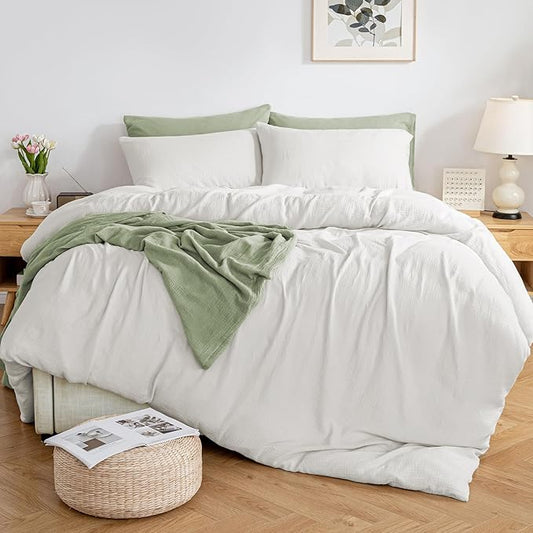 MILDLY Muslin Duvet Cover Twin - 100% Washed Cotton Linen Like Gauze Comforter Cover 2 Pieces Breathable & Lightweight for All Season