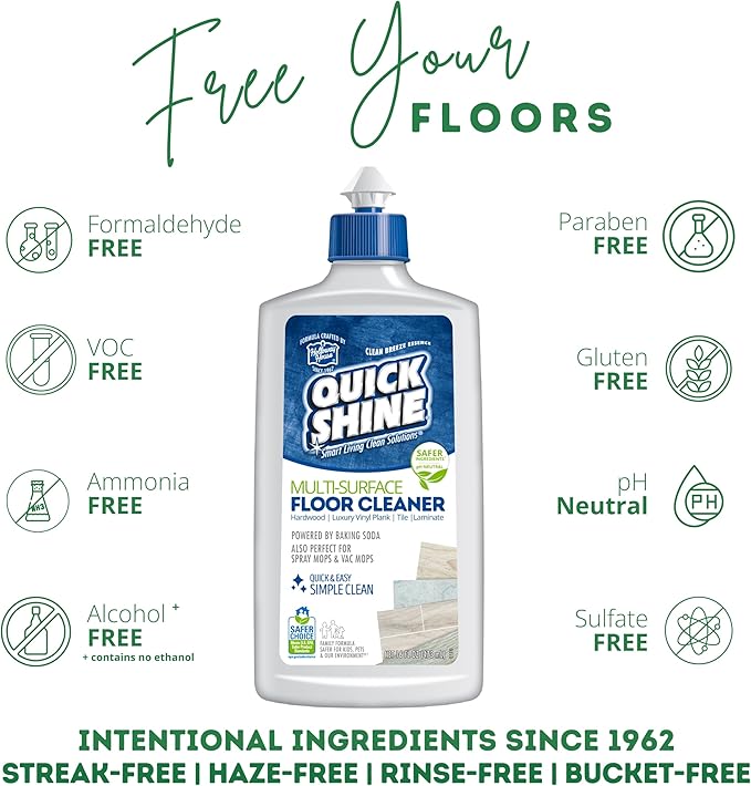 Quick Shine Ultimate Gold Spray Mop Kit | All-in-One 11 Pc Kit w/ Interchangeable Attachments | Floor Cleaner Included | No Batteries Needed | Pro Cleaning System for All Floor Types | 2-in-1 Mop