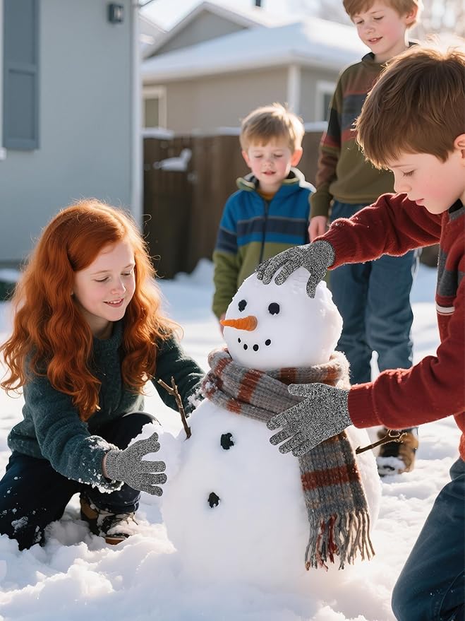 Cooraby 24 Pairs Kids Gloves Winter Magic Gloves Warm Knitted Stretchy Full Fingers Glove for 6-11 Years