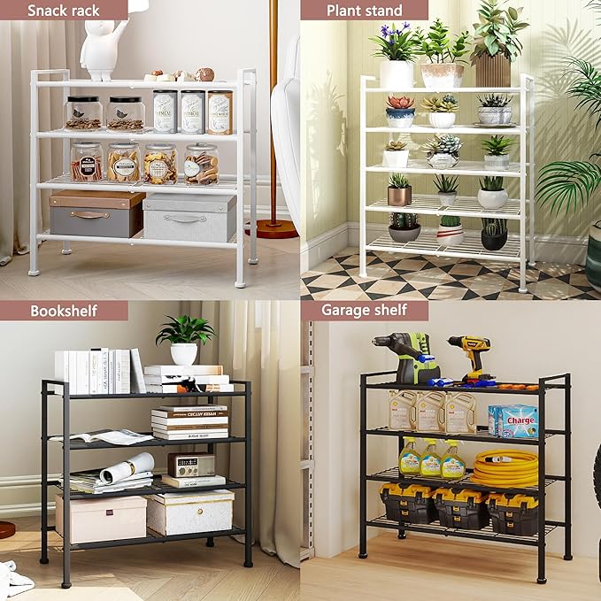 4-Tier Shoe Rack,Metal Simple Shoe Storage Organizer Shelf for Closet,Entryway, Bedroom,Garage (Black, 4 Tier)