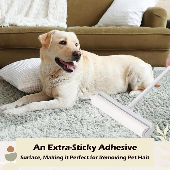 14.17" Large Lint Rollers for Pet Hair Extra Sticky 540 Sheets Roller with 45 Inch Extendable Long Handle Hair Mop for Cleaning Carpet Clothing, Couch Furniture Wall Cleaner Mop Dust Remover