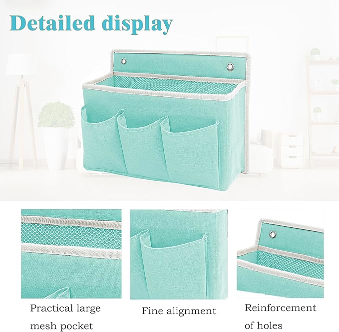 Wall Hanging Organizer Bag/Hanging Baskets with Large Mesh Compartment & 3 Pockets，Over the Door Organizer Space Saving Storage for Bedroom,RV Camper, Closet (Green -1 Pack)