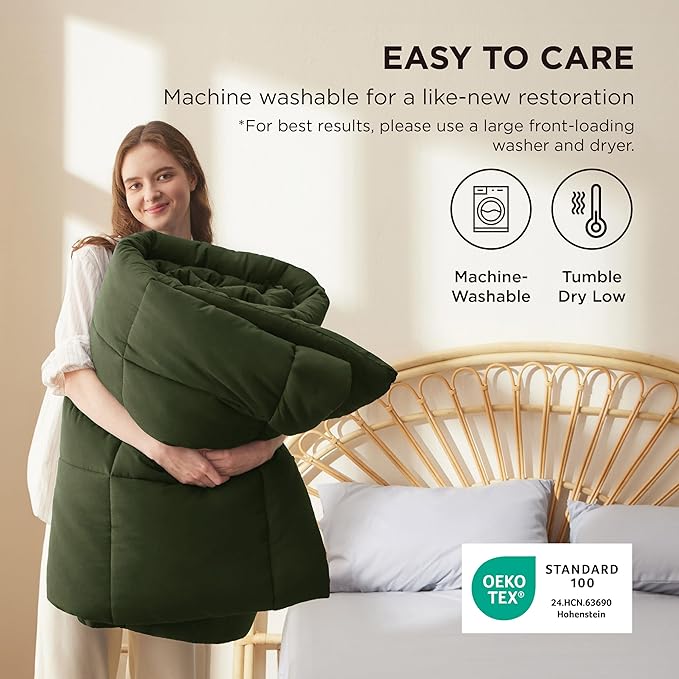 Bedsure Comforter Duvet Insert - Quilted Comforters Oversized King, All Season Duvet, GentleSoft Down Alternative Bedding, with 8 Tabs, Gifts for Women/Men, Olive Green, Oversized King 116 x 98 Inches