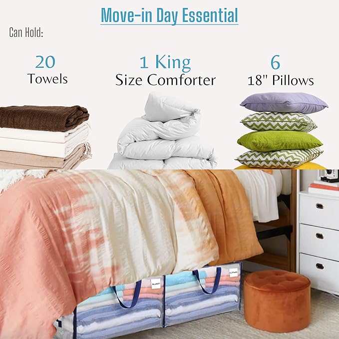 VENO 6 Pack Moving and Storage Bags, Heavy Duty, Alternative to Moving Boxes, Large Packing Totes Supplies for College Dorm Room with Zipper for Clothes, Wide Open Design (Clear, 6 Pack)