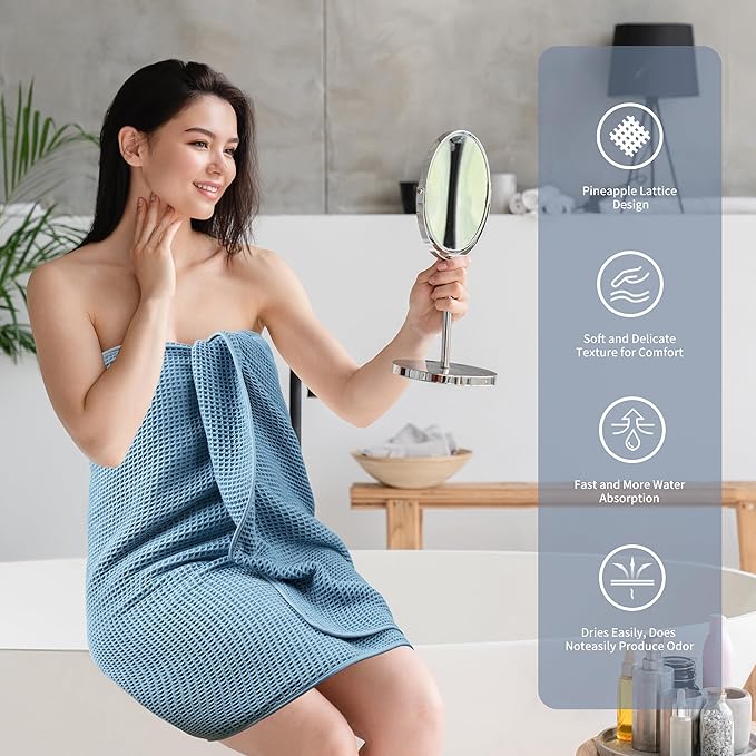 POLYTE Oversize, 60 x 30 in., Quick Dry Lint Free Microfiber Bath Towel Set, 6 Piece (Waffle Weave)