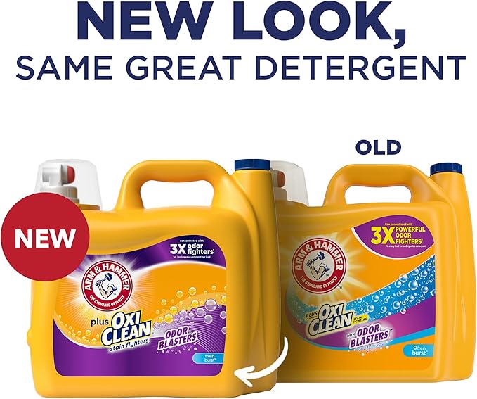 ARM & HAMMER Plus OxiClean Odor Blasters Fresh Burst, 128 Loads Liquid Laundry Detergent, 166.5 Fl oz