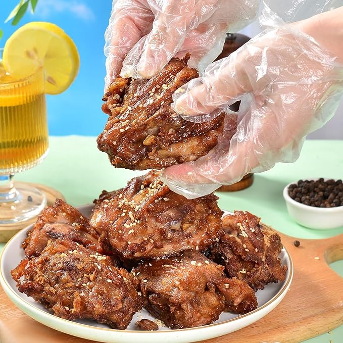 100 Count Disposable Plastic Gloves, Disposable Kitchen Gloves Cleaning Glove Household Safe One Size Fits Most Clear Serving Glove for House Clean