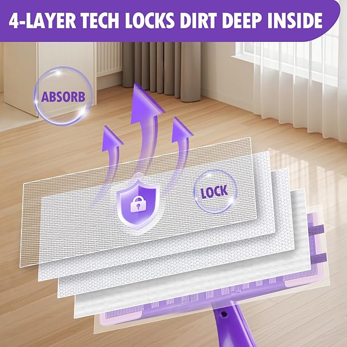 50 Count Disposable WetJet Pads Refills Compatible with Swiffer WetJet Spray Mop, Multi Surface Dry Mop Pads for Hardwood Floor Cleaning, Unscented