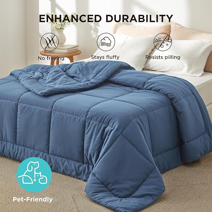 Bedsure Comforter Duvet Insert - Quilted Comforters Full Size, All Season Duvet, GentleSoft Down Alternative Bedding, with 8 Tabs, Gifts for Women/Men, Dark Slate Blue, Full 86 x 82 Inches