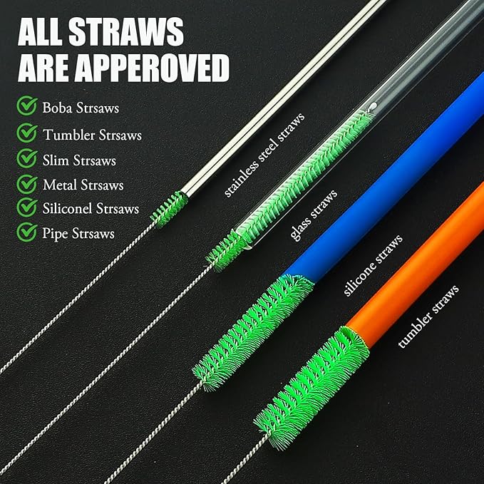 Long Straw Cleaning Brushes 10.5" Baby Bottle Cleaning Brushes,10 Different Diameter Bottle Brush,Detachable Clip Home Bottle Cleaning Brushes for Sippy Cup,Water Bottle,Teapot,Espresso Machines