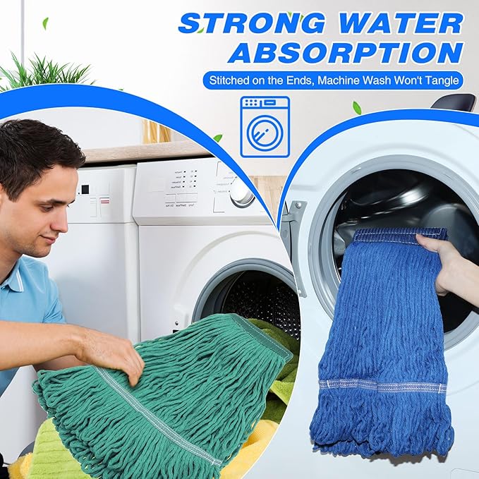 Roshtia 30 Pieces Commercial Mop Head Replacement Floor Cleaning Wet Mop Heads Heavy Duty Large Cotton String Sweeper Refills for Industrial Home Use (Multicolor)