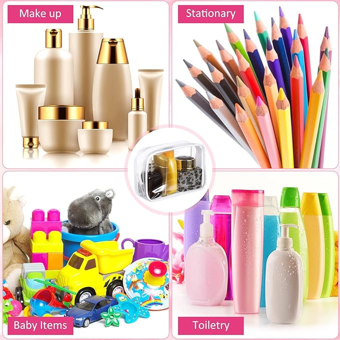 Weewooday 12 Pieces Clear Makeup Bags Cosmetic Storage Bags PVC Zipper Pouches Travel Waterproof Makeup Plastic Case for Women Organizing Toiletries Traveling (Small,Small,White Side Frosting)