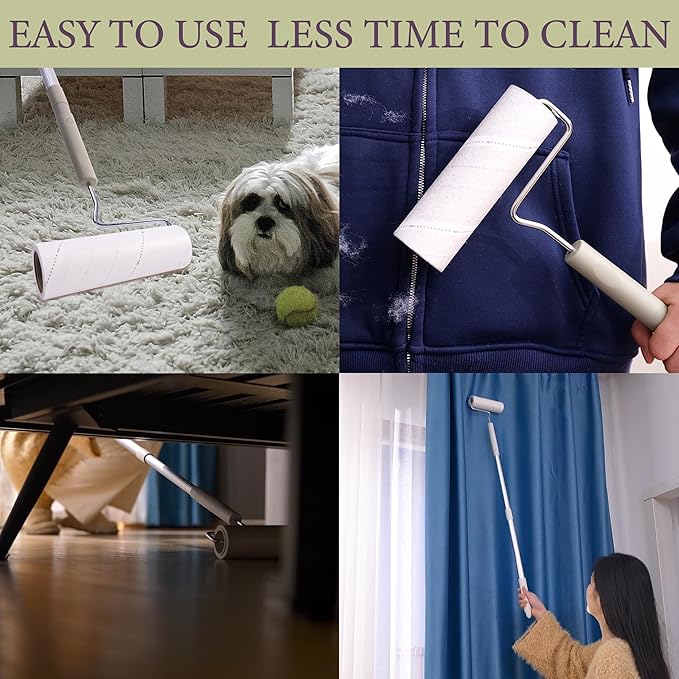 Large Lint Rollers for Pet Hair Extra Sticky,Cat Dog Hair Remover Laundry Clothes Carpet Furniture,6.3 inches Wider with 450 Sheets Giant Lint Remover Brush for Couch with Long Handle