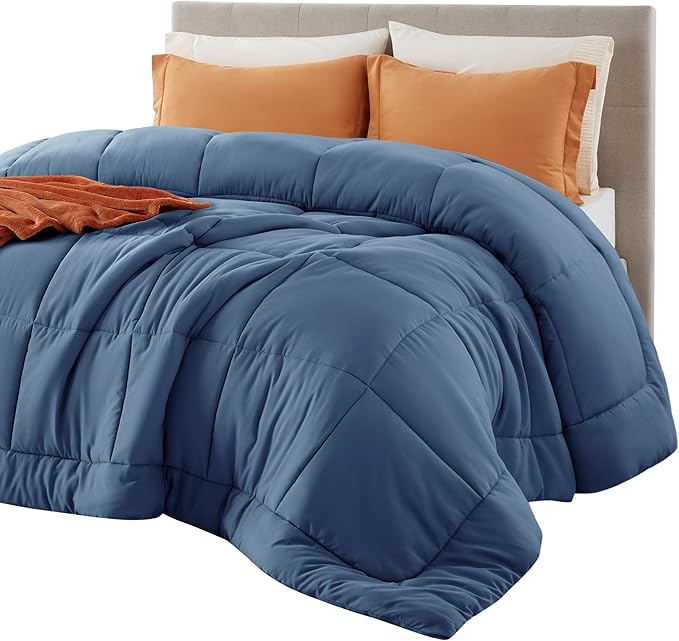 Bedsure Comforter Duvet Insert - Quilted Comforters Oversize Queen, All Season Duvet, GentleSoft Down Alternative Bedding, with 8 Tabs, Gifts for Women/Men, Dark Slate Blue, Oversize Queen 98x98Inche