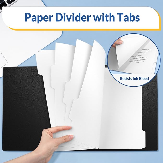 SUNEE Binder Dividers with Tabs for 3 Ring Binder, 8.5 x 11 Paper White Binder Dividers Blank with 5 Tabs, 6 Sets Page Dividers for School, Office and Home, 30 Dividers