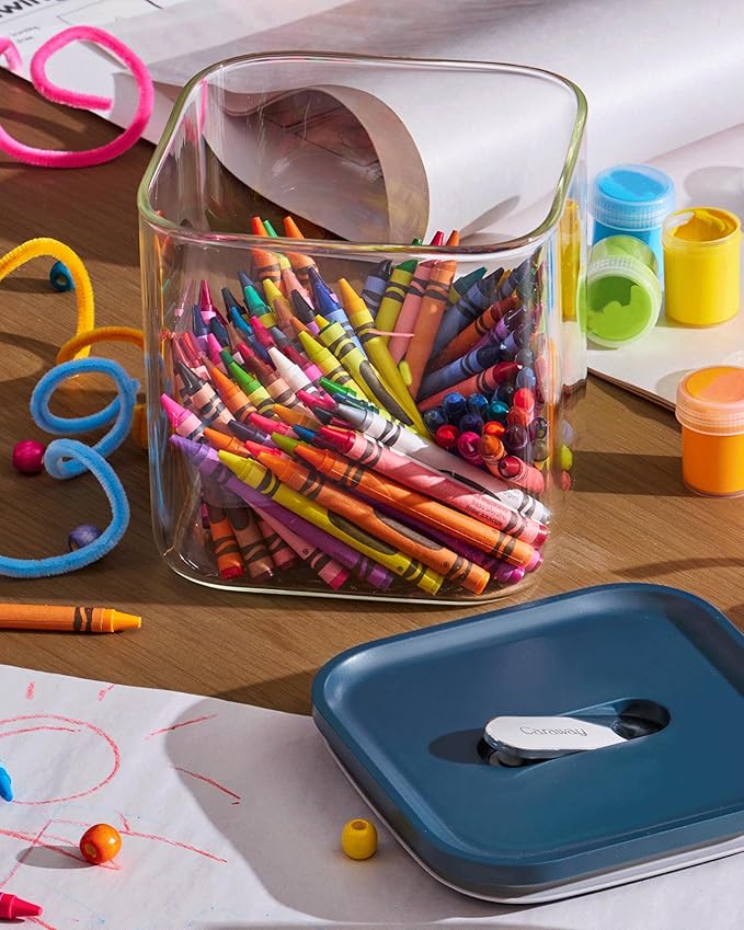 Caraway 2.5qt Glass Airtight Food Storage Container with Lid – Non-Toxic, BPA-Free Kitchen Storage Container – Stackable, Space-Saving Airtight Container for Dry Goods and More - Mist