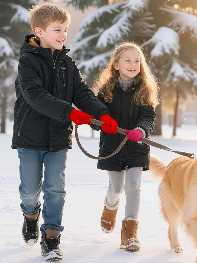 Cooraby 24 Pairs Kids Gloves Winter Magic Gloves Warm Knitted Stretchy Full Fingers Glove for 6-11 Years