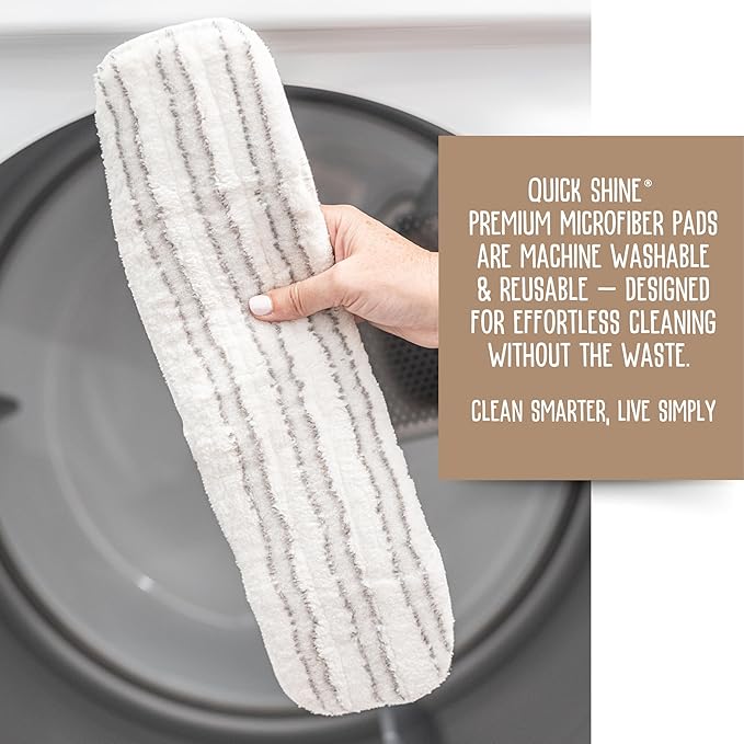 Quick Shine Ultimate Gold Clean + Polish Mop Kit | All-in-One 10 Pc Kit w/Interchangeable Attachments | Floor Polish Included | No Batteries Needed | Pro Cleaning for Hardwood Floors | 2-in-1 Mop