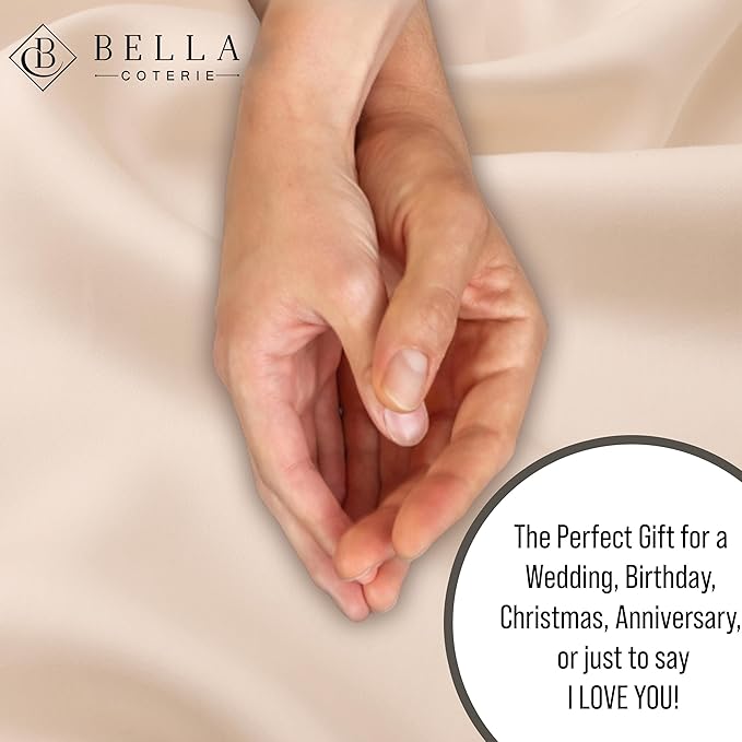 Bella Coterie Luxury Bamboo Viscose California King Size Duvet Cover Set | 100% Organically Grown | Corner Ties | Ultra Soft | Cooling | Two Pillow Shams | 106 x 94 | No Insert [Champagne]