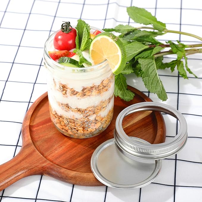 Wide Mouth Mason Jars 16oz - 12 PCS with Airtight Lids and Bands, Canning Jars with Crystal Glass for Food Storage, Spice Jars, Canning, DIY Projects, Jam, Jelly, Honey, Preserving, Drinking