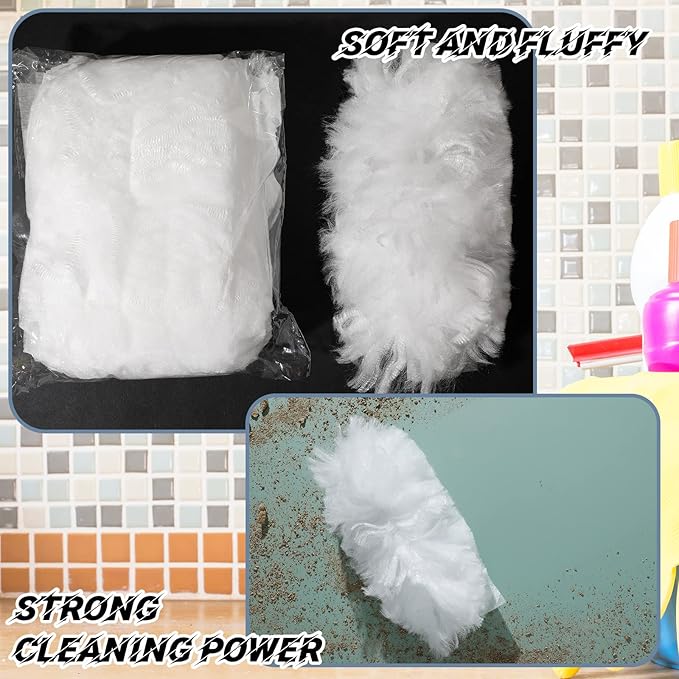 Vesici 100 Pcs Duster Refills Compatible with Swiffer Dusters Bulk Disposable Replacement Thickened with 1 Handle Heavy Duty for Cleaning, Office (White)