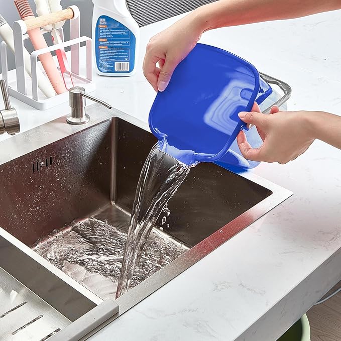 Irenare 8 Pcs Sanitizing Bucket 3 Quart Cleaning Pail Small Detergent Square, Spout and Handle Plastic Utility Sanitizer Buckets for Restaurant Kitchen Home Offices (Blue)