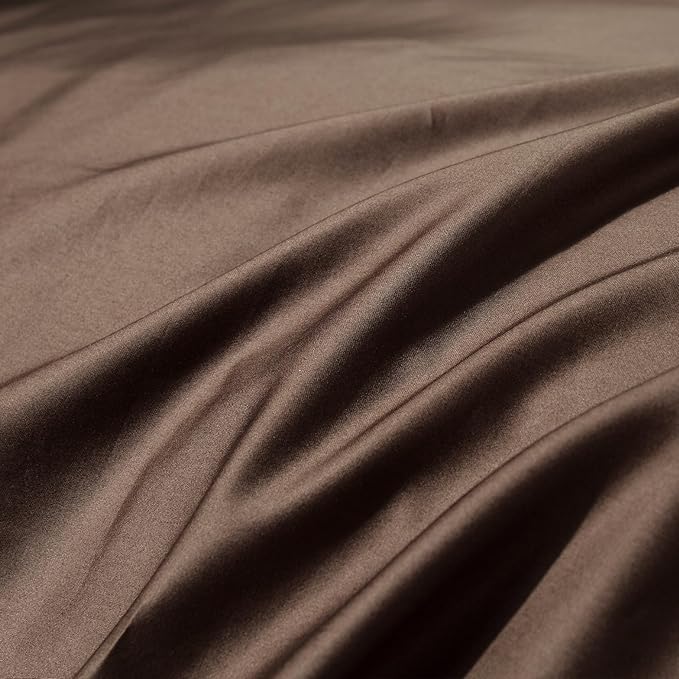 MooMee Duvet Cover Set 100% Extra Long Staple Cotton 600 Thread Count Silky Sateen Smooth Luxury Soft Breathable Durable Hotel Quality Bedding, 3 Piecess (Chocolate Brown, Oversized King 120"x98")